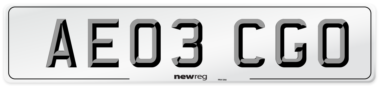 AE03 CGO Number Plate from New Reg